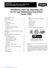 Bryant 140E Installation, Start-Up, Operating And Service And Maintenance Instructions