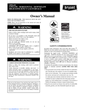 Bryant HIGH EFFICIENCY GAS FURNACE 359AAV Owner's Manual