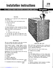 Bryant 378 Installation Instructions Manual
