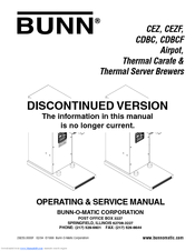 Bunn CDBCF Airpot Operating & Service Manual