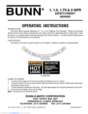 Bunn SAFETY-FRESH 1 GPR Operating Instructions
