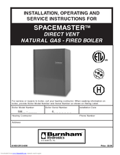 Burnham SPACEMASTER SM Series Installation, Operating And Service Instructions