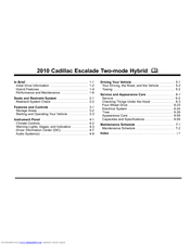 Cadillac 2010 Escalade Hybrid Owner's Manual Addendum
