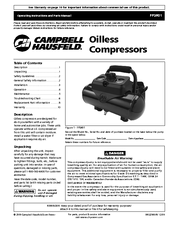 Campbell Hausfeld IN632900AV Operating Instructions And Parts Manual