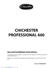 Cannon CHICHESTER PROFESSIONAL 600 10573G Use And Installation Instructions