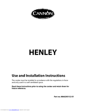Cannon HENLEY 10585G Use And Installation Instructions