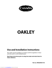 Cannon OAKLEY 10512G Use And Installation Instructions
