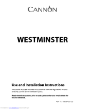 Cannon WESTMINSTER 10552G Use And Installation Instructions