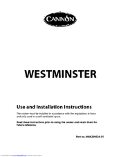 Cannon WESTMINSTER 10555G MK2 Use And Installation Instructions
