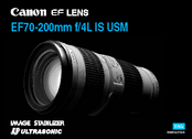 Canon IMAGE STABILIZER EF70-200MM F/4L IS USM Instruction