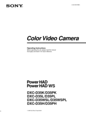 Sony DXC-D35WSL/D35WSPL Operating Instructions Manual