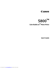 Canon Color Bubble Jet S800 User Manual