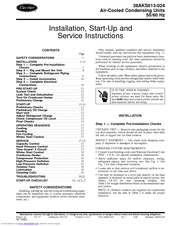 Carrier 38AKS016 Installation, Start-Up And Service Instructions Manual