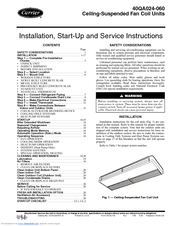 Carrier 40QA024-060 Installation, Start-Up And Service Instructions Manual