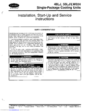 Carrier 50LJ024 Installation, Start-Up And Service Instructions Manual
