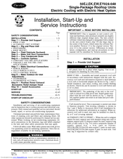 Carrier 50EK Installation, Start-Up And Service Instructions Manual