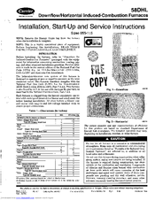 Carrier 58DHL Installation, Start-Up And Service Instructions Manual