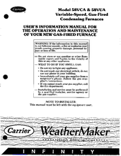 Carrier WeatherMaker 58VUA User's Information Manual