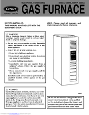 Carrier WEATHERMAKER INFINITY 58MCA User Manual