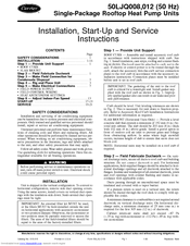 Carrier 50LJQ008 Installation And Service Instructions Manual