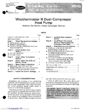 Carrier WEATHERMASTER III 38HQ227 Installation, Start-Up And Service Instructions Manual