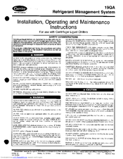 Carrier 19QA Installation, Operating And Maintenance Instructions