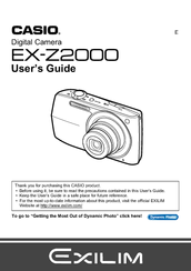 Casio EX-Z2000 - EXILIM Digital Camera User Manual
