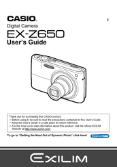 Casio EX-Z650 - EXILIM Digital Camera User Manual