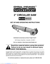 Central Pneumatic CENTRAL PNEUMATIC PROFESSIONAL 98525 Set Up And Operating Instructions Manual