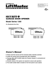 Chamberlain LiftMaster Security+ 1356 1/2HP Owner's Manual