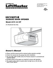 Chamberlain LiftMaster Security+ 2575 3/4HP Owner's Manual