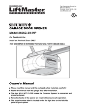 Chamberlain 2595C 3/4 HP Owner's Manual