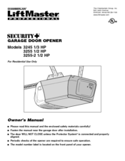 Chamberlain Security+ 3255 Owner's Manual