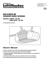 Chamberlain 3265C 1/2 HP Owner's Manual