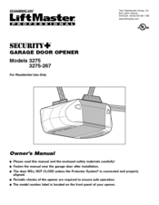 Chamberlain LiftMaster Security+ 3275-267 Owner's Manual