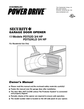 Chamberlain POWER DRIVE Security+ PD752KLD Owner's Manual