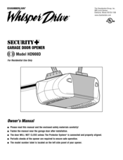 Chamberlain Whisper Drive Security+ HD900D Owner's Manual