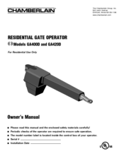 Chamberlain GA400D Owner's Manual
