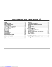 Chevrolet 2010 Aveo Sedan Owner's Manual