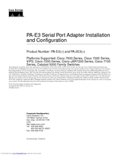 Cisco PA-2E3 Installation And Configuration Manual