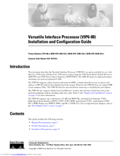 Cisco Versatile Interface Processor (VIP6-80) (VIP6-80) Installation And Configuration Manual
