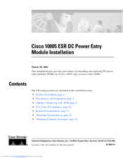 Cisco DC Power Entry  10005 ESR Installation Manual