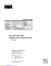 Cisco SCE 1000 2xGBE Installation And Configuration Manual