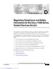 Cisco 11506 Regulatory Compliance And Safety Information Manual