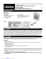 Clarion PSW-D-DGIG Owner's Manual