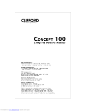 Clifford Concept 100 Complete Owner's Manual