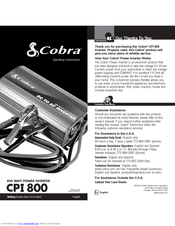 Cobra CPI 800 Operating Instructions Manual
