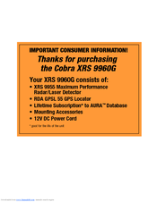 Cobra XRS 9955 Operating Instructions Manual