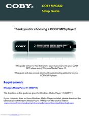 Coby MPC832 - 512 MB Digital Player Setup Manual