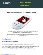 Coby MP-C7082 - 1 GB Digital Player Setup Manual